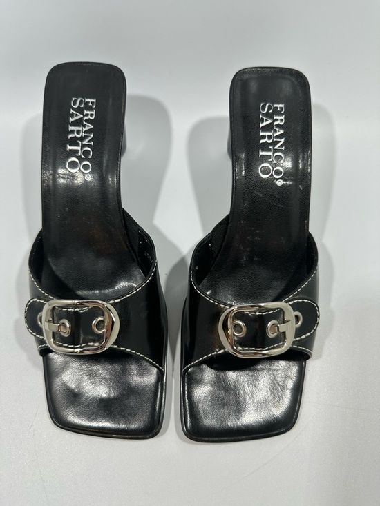 Franco Sarto Shoes - Vintage Y2K Franco Sarto Black Leather Buckle Detail Heels 7 Witchy Whimsigoth